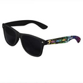 Black Retro Tinted Lens Sunglasses - Full-Color Full-Arm Printed